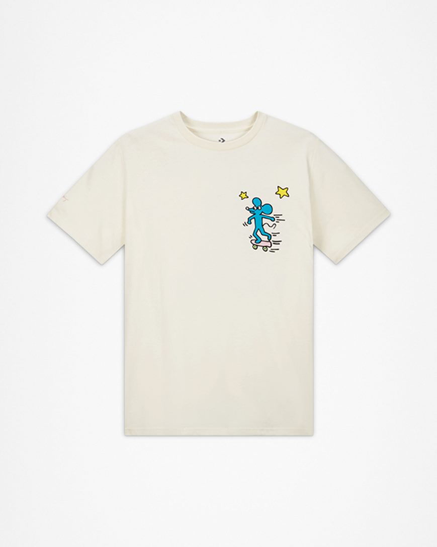 Women\'s Converse x Keith Haring Mouse T-Shirts Beige | AU 1E608S